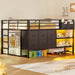 Full over Twin Bunk Bed with 6 Drawers, Metal Frame Bunk Bed with LED Lights, Convertible Storage Bunk Bed with Extra-High Guardrails & Non-Slip Ladder, 2-Way Installation,For Teens, Black