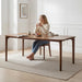 Mid-Century Modern Walnut Color Dining Table, 63" Rectangular Kitchen Table with Solid Wood Legs, Curved Edges, 6-Person Table for Dining Room Living Room Kitchen