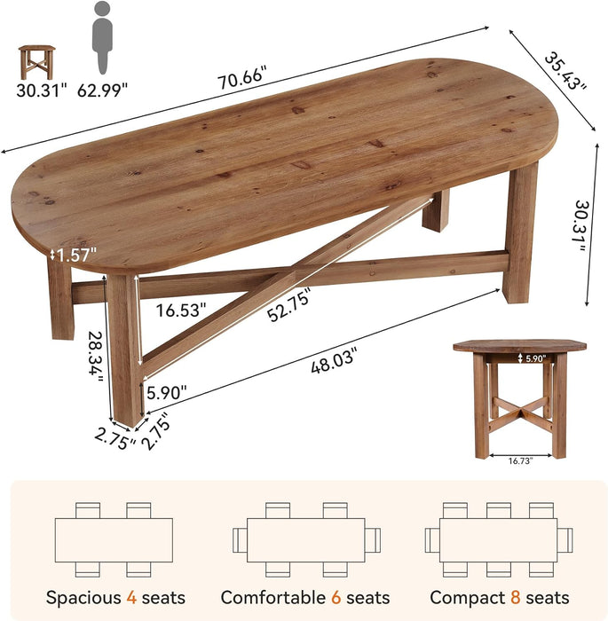 70.87-Inch Oval Dining Table for 4-6
