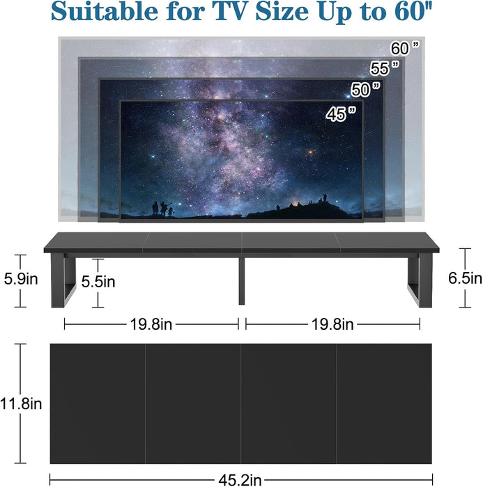 45" TV Riser for 32-60 Inch TV, TV Riser Stand Shelf, Tabletop TV Stand Riser, Computer Monitor Table for Home Living Room, Study Office (Black)