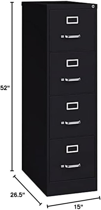 Hirsh 15" W 4 Drawer Vertical File Cabinet, Black, Letter 16699-1 Each