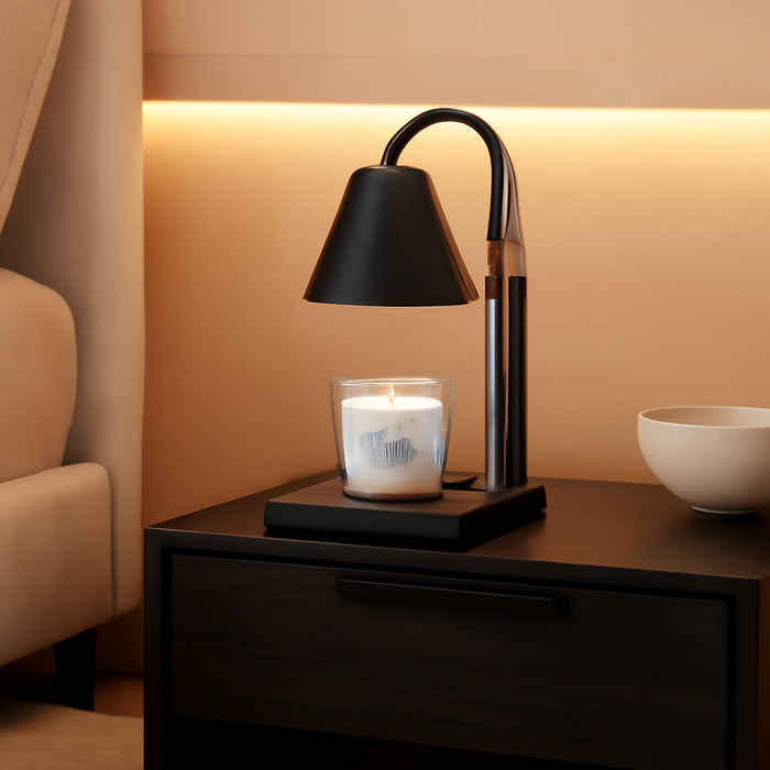 Candle Warmer Lamp, Stepless Dimming Candle Warmer Lamp with Timer & Dimmer Height Adjustable Compatible with Jars Scented Wax for Home Decor (Metal Base-Black)