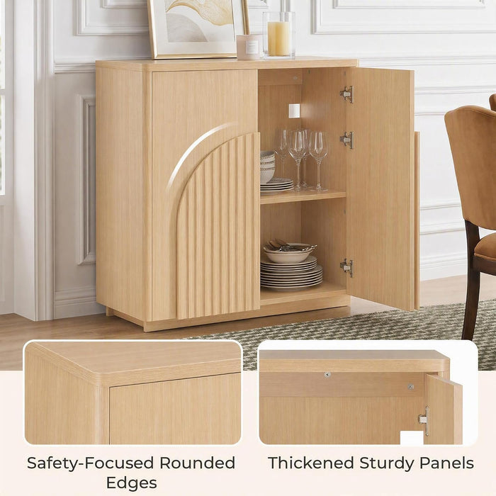 CHITA Sideboard Buffet Cabinet with Storage, Small Storage Cabinet with Doors and Shelves for Living Room Accent, Bar, Kitchen, Oak