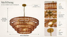 4-Tier 40 Inch Amber Crystal Glass Chandeliers, Modern round Luxury 10 Lights Hanging Pendant Light Fixture, for Dining Living Room, Bedroom, Foyer, Entryway(Included E12 Bulbs)