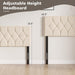 Tufted Upholstered Headboard Queen Size, with 6 Adjustable Height from 39.8" to 49.8", Button Diamond Design, Easy Assembly, Cream Beige