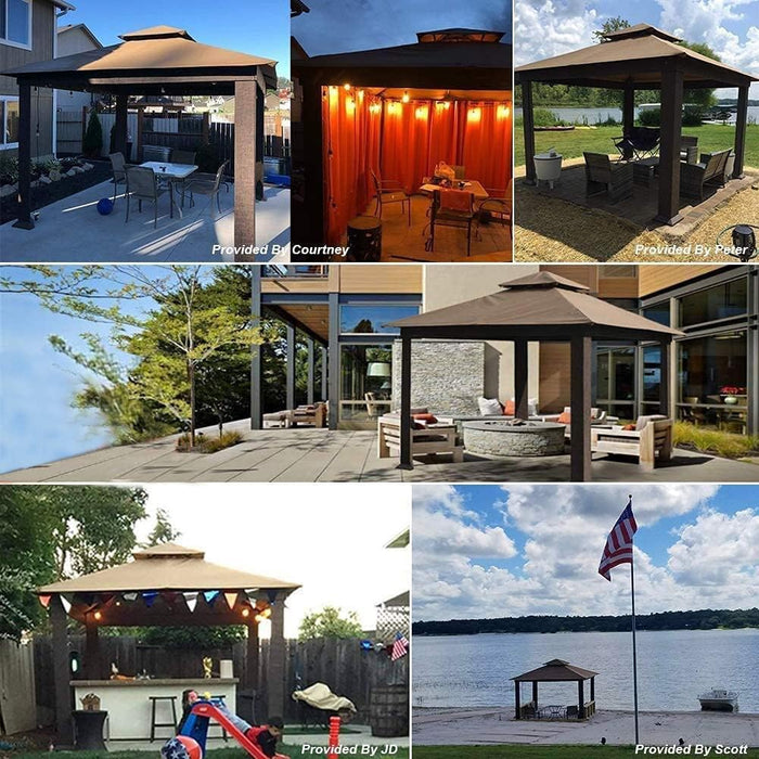 USA 10-Year-Non-Fading 10X13Ft Titan Patio Gazebo, Super Thick Sunbrella Fabric UPF 50+ UV Protection, Heavy Duty Commercial Rust-Proof Aluminum Frame, Windproof Vented Top Gazebo, Rust