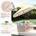 9 FT Solar Patio Umbrella, 2-Tiers Scalloped Outdoor Table Market Umbrella with 24 LED Lights, Vented Top, Tilt Adjustment, Crank, 8 Ribs for Backyard Poolside Deck Beach Lawn (Beige)