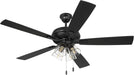 52" Eos 4 Light Ceiling Fan in Flat Black Finish with Reversible Flat Black/Greywood Blades