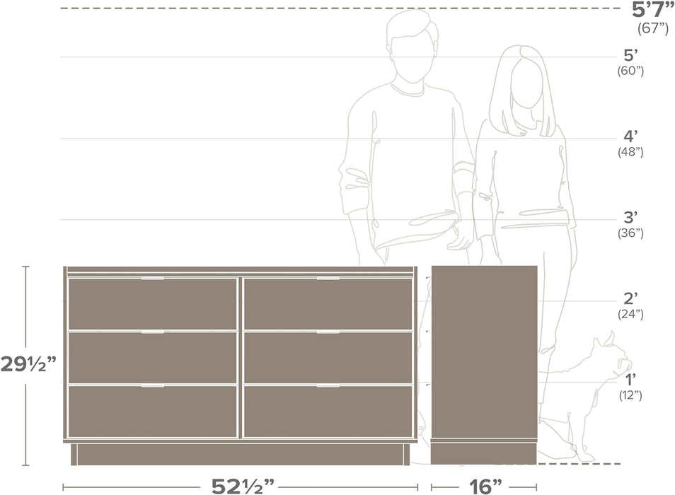 Oak Double Dresser with 52.5" Width