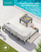 HDPE Outdoor Furniture Set, 4 Seats Outdoor Sectional with Coffee Table, All-Weather Patio Sofa Set, Patio Conversation Sets with Adjustable Backrest Sofa for Garden, Backyard, Grey with Beige