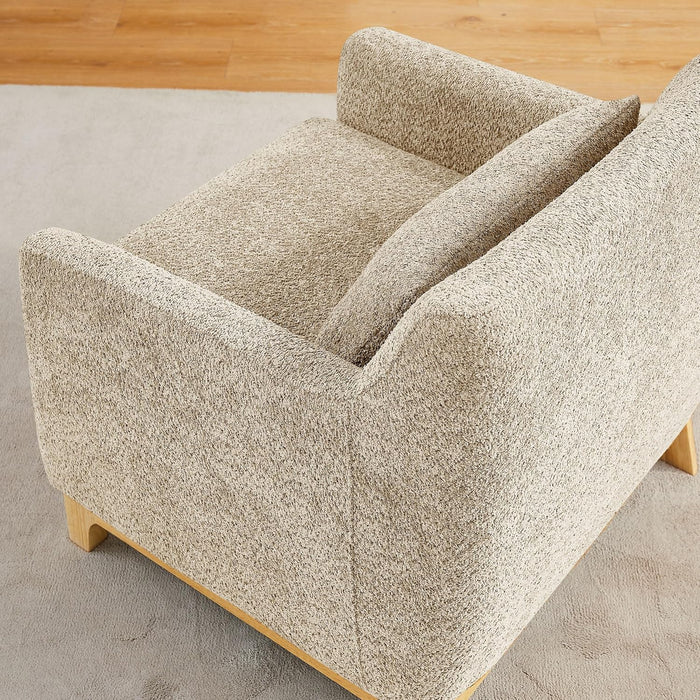 Accent Chairs for Living Room, Sherpa Oversize Accent Chair with Thick Cushion 31 Inch Comfy Chair for Bedroom, Apartment, Light Camel