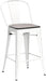 24" Metal Counter Height Bar Stools with Back Set of 4 Off-White | Modern Farmhouse Barstools with Large Seat, Footrest, High Back Counter Bar Chairs for Kitchen Island, Dining Room