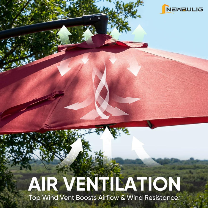 10FT Patio Umbrella, Cantilever Umbrella, UV Protection