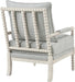 Kaylee Spindle Accent Chair with Antique White Wood Frame, Smoke Grey Fabric