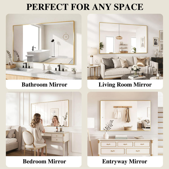 Gold Mirrors for Wall, 30X55 Inch Bathroom Mirror, Rectangular Wall Mirror for Living Room Bedroom Bathroom, Hangs Horizontally or Vertically