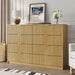 55" Wide Fluted 8-Drawer Double Dresser for Bedroom, Natural