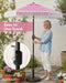 6 Ft Fringe Patio Umbrella - Outdoor Umbrella for Patio, Pool, Table, Garden, & Deck, Push Button Tilt Pole - Fashionable Vintage Tassels - White