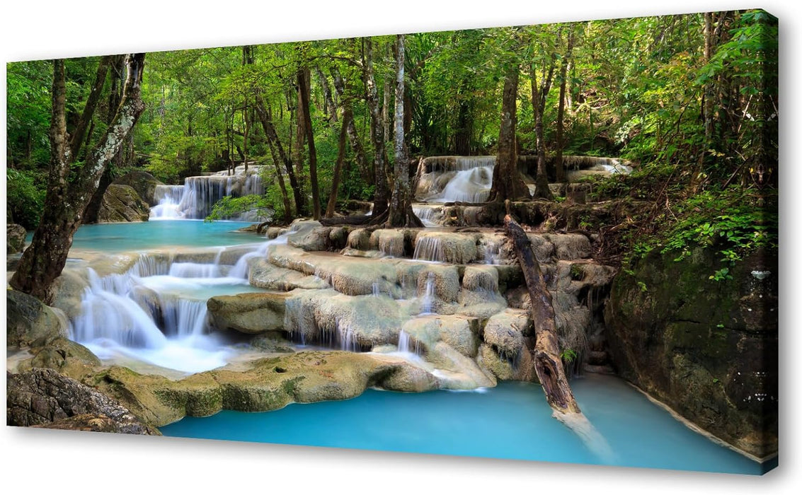 S01598 1 Panels Wall Art Tropical Beautiful Waterfall Prints Light Green Forest Natural Picture Canvas Paintings Scenery Spring Summer Landscape for Home Wall Decor Artwork