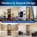 72" Tall Indoor/Outdoor Mirror Waterfall Floor Fountain, LED Lights & River Stones, Elegant Bronze Finish for Home, Office, Patio & Entryway Decor