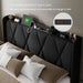 Full Size Bed Frame with 4 Storage Drawers, Upholstered Platform Bed with Charging Station, Wingback Storage Headboard, Wooden Slats Support, No Box Spring Needed, Easy-Assembly, Black