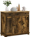 Sideboard Buffet Cabinet Solid Wood Countertop Rustic Brown | Modern Kitchen Storage, Coffee Bar Cabinet, 3 Drawers, Doors, Adjustable Shelf