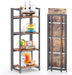 No Assembly Small 4 Tier Folding Bookshelf Compact Storage Shelves Vintage Bookcase Standing Racks for Bedroom Living Room Home Office