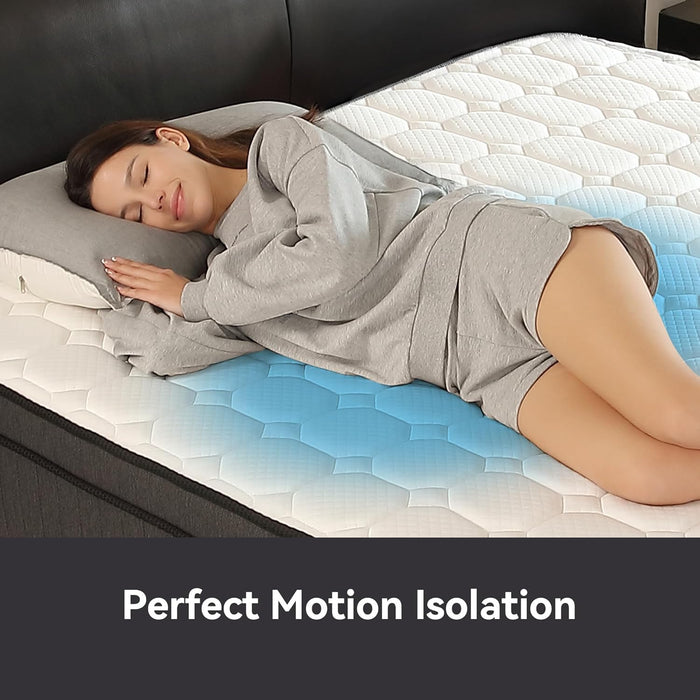 Queen Mattress in a Box, 10 Inch Hybrid Individually Wrapped Pocket Coils, Fiberglass Free Breathable Mattress Queen Size for Pressure Relief, Certipur-Us, 100-Night Trail