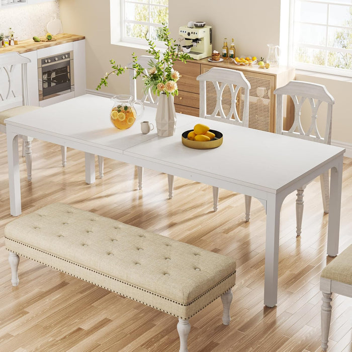 White Dining Table for 6-8 Person, 78-Inch Large Long Rectangle Kitchen Dinner Table for Dining Room, 78.7 X 27.5 X 29.5 Inches(Only Table)