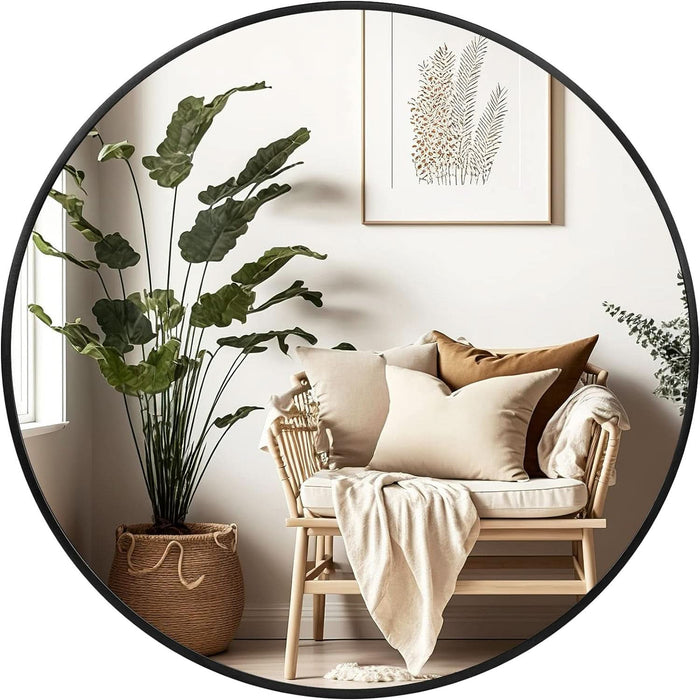 Twenty Inch Elegant Matte Black Architectural Mirror