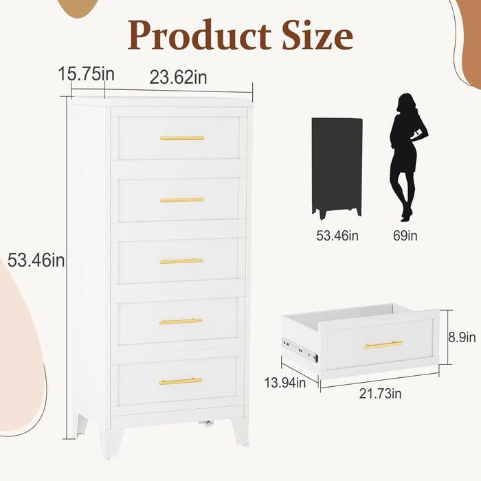 White Tall ChestOfDrawers Curved Corner StorageCabinet