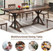71" Farmhouse Dining Table for 5 6 8 People, Rectangular Kitchen Table W/Thickness Waterproof Wood Grain Tabletop (Brown, 71 X 35.4 X 30 In)