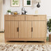 47.2" Modern Fluted Sideboard Buffet Cabinet with Storage, Oak | Coffee Bar Storage Cabinet with Drawer, Fluted Doors & Adjustable Shelf, for Living Room Kitchen Dining Room Entryway Hallway