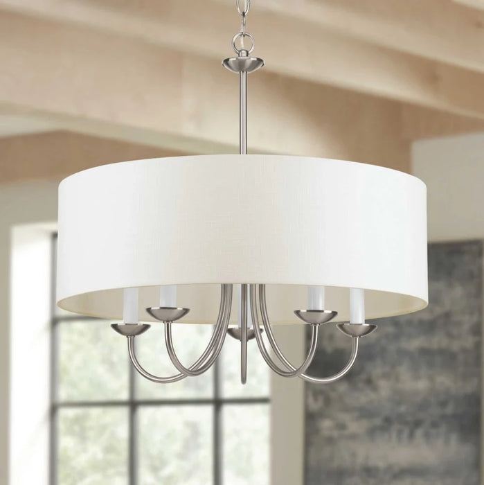 - Five Light Chandelier - Drum Shade 5-Light Chandelier In