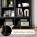 71" Tall Triple Wide Bookshelf with Doors, 5-Tier Large Arched Bookcase | with Cabinets, Modern Bookcases with 15 Storage Shelves, Wood Book Shelf for Living Room, Home Office, Black