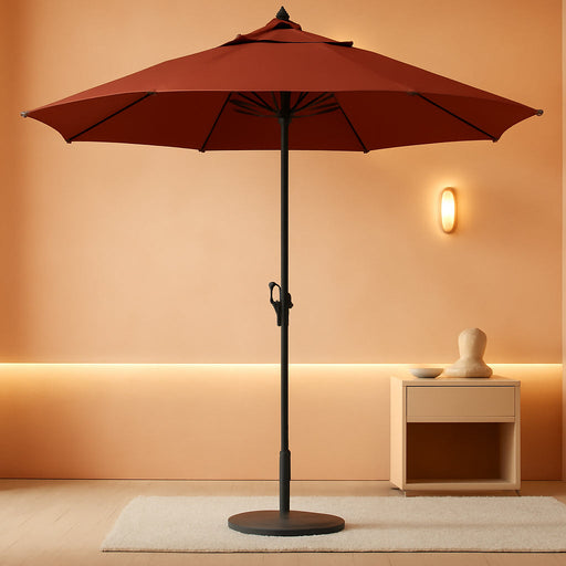 7.5' round Sunbrella Aluminum Outdoor Deck, Pool or Patio Umbrella, Crank Lift, Auto Tilt, Bronze Pole, Terracotta