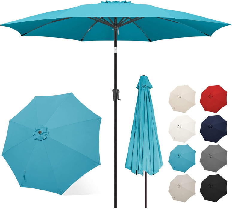 Patio Umbrella Outdoor with Push Button Tilt, 10 Ft Aqua Blue