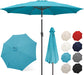 Patio Umbrella Outdoor with Push Button Tilt, 10 Ft Aqua Blue
