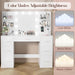 Vanity Desk with Mirror, Power Outlet and 10 Lights, Makeup Table with 7 Drawers, 3 Color Modes Available for Bedroom, Light White