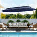13Ft 2-Tier Outdoor Patio Umbrella with Base Included, Navy Blue | Large, Double-Sided, Rectangle, Rectangular, for Table Market, with Stand, Triple-Head, Windproof, for outside Poolside Lawn