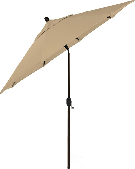 12-Year-Non-Fading, 9Ft Premium Sunbrella Patio Umbrella, Hand-Crank, Button-Tilt, Bronze Frame, Heather Beige Fabric