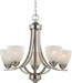 Satin Nickel Five Light Alabaster Shades Chandelier