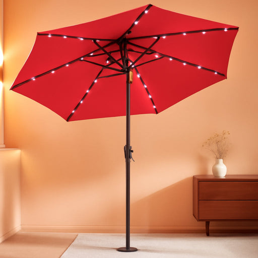 Solar Patio Umbrella with Centre Light, 7.5 Ft Red