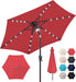 Solar Patio Umbrella with Centre Light, 7.5 Ft Red