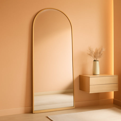 56"X21"Full Length Mirror Arch Floor Mirrors with Aluminum Alloy Frame Free-Standing Wall Mounted or Leaning Large Bedroom Dressing Mirror Modern & Contemporary Decor for Home,Gold