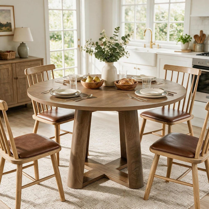 round Dining Table for 4-6 People, 47-Inch Kitchen Table