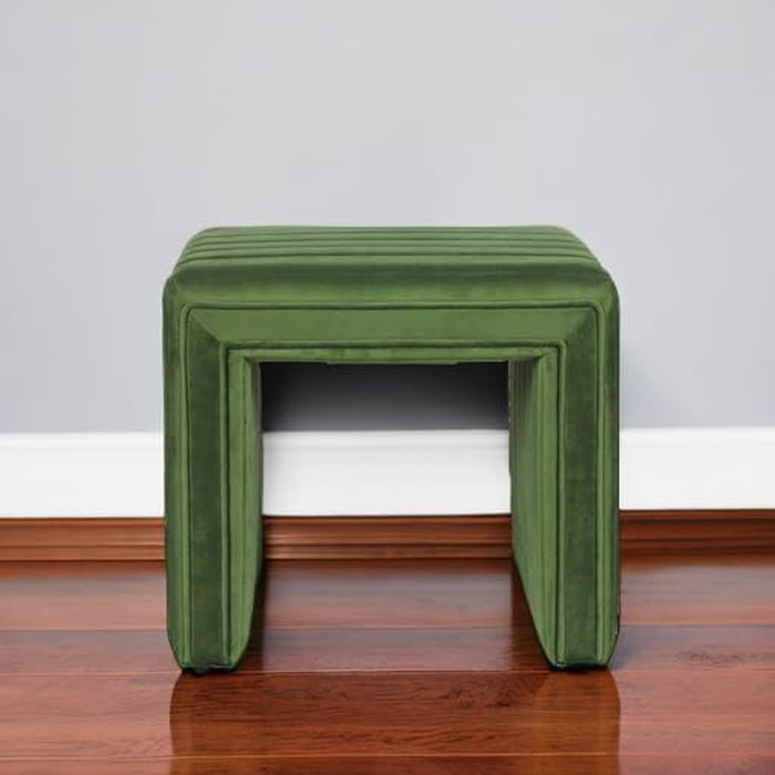 Modern Channel Tufted Velvet Ottoman Home Décor|Ottoman for Living Room & Bedroom - Green
