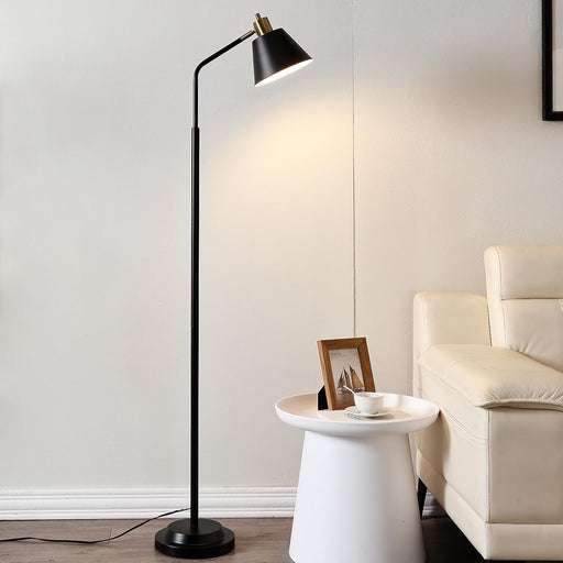 65.3" Floor Lamps for Living Room, Black Floor Lamp for Bedroom, Dual-Base Industrial Standing Lamp, Adjustable-Head Corner Lamp, Modern Tall Lamp, Living Room Light, Bulb Included, Black