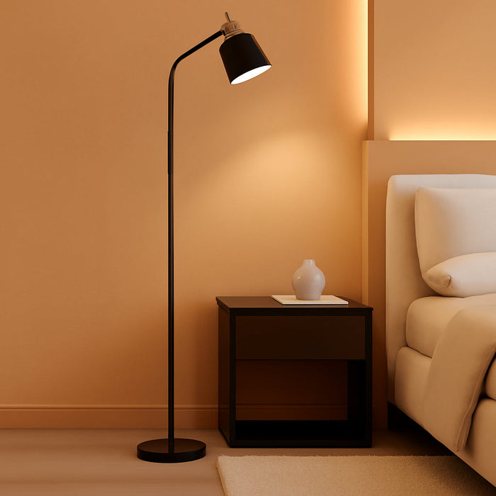 65.3" Floor Lamps for Living Room, Black Floor Lamp for Bedroom, Dual-Base Industrial Standing Lamp, Adjustable-Head Corner Lamp, Modern Tall Lamp, Living Room Light, Bulb Included, Black