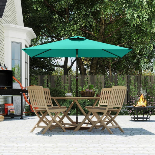 6.5' X 10' Rectangular Patio Umbrella Large Outdoor Market Umbrella W/ UV Protection, Push Button Tilt and Crank Lift, Rectangle Table Umbrella for Garden, Deck, Pool, Patio, Turquoise Blue