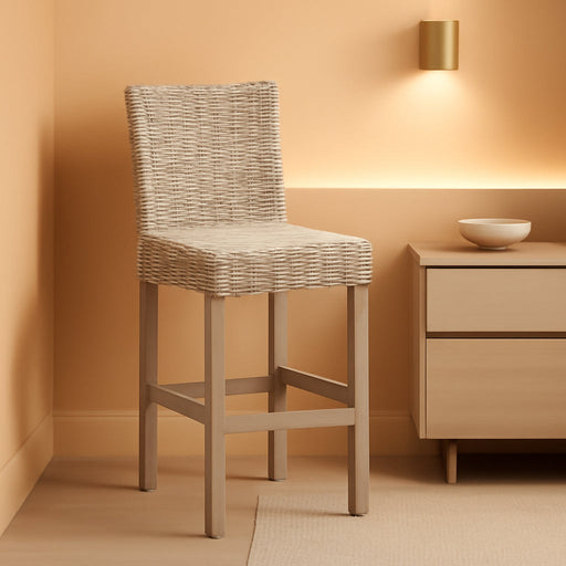 Home Tobie Grey White Wash Rattan 30-Inch Bar Stool